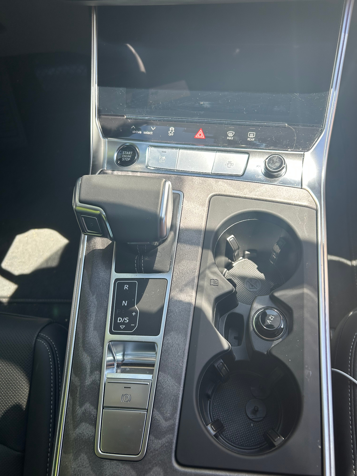 Audi center console with chrome shifter