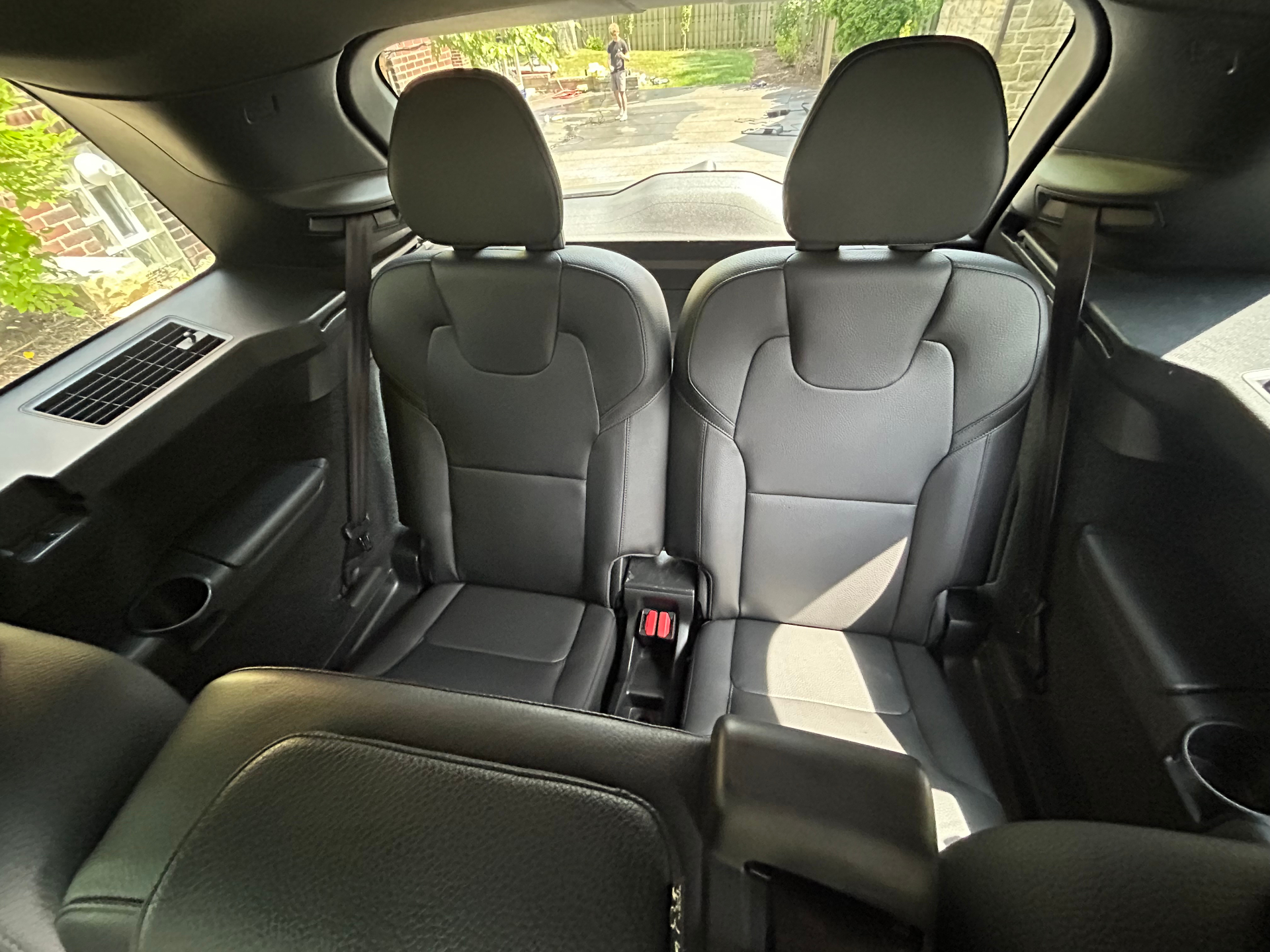 Volvo XC90 rear cabin with black leather seats
